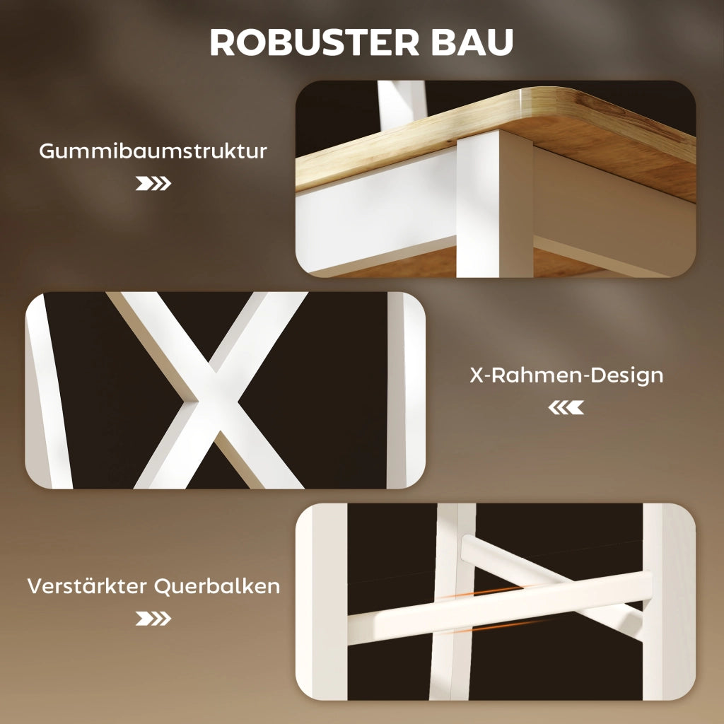 Set 2 Sedie da Bar con Schienale e Poggiapiedi ¨C Zephmum ¨C Legno Hevea Colore E+Beige