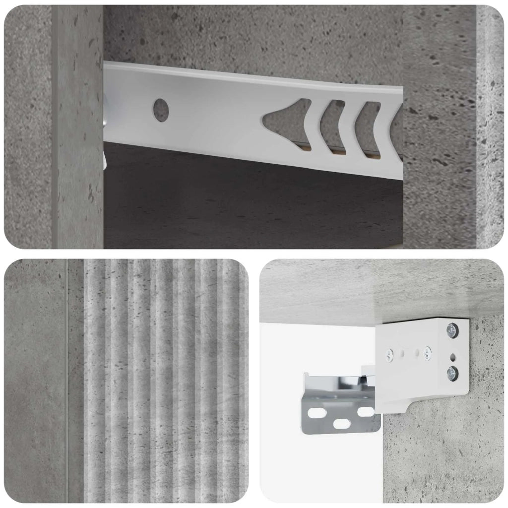 Mobiletto da notte a muro Grigio Cemento 33 x 34,5 x 20 cm