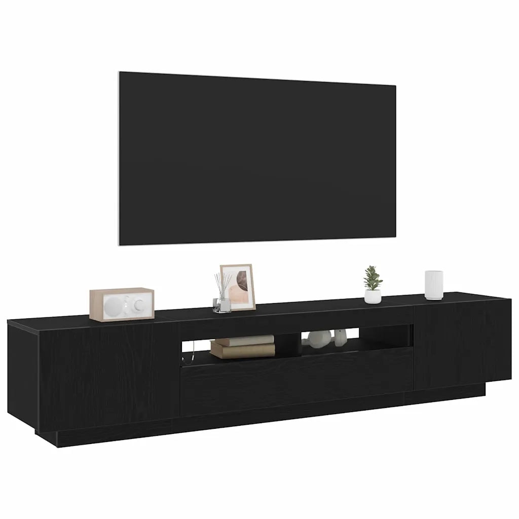Set mobile TV 2 pz-Set di 2 Credenza per TV Nero 200 x 35 x 40 cm Legno multistrato