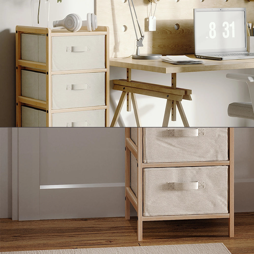 Vicco Mobile da bagno Beige 34.5 x 86 cm con 4 cassetti in tessuto