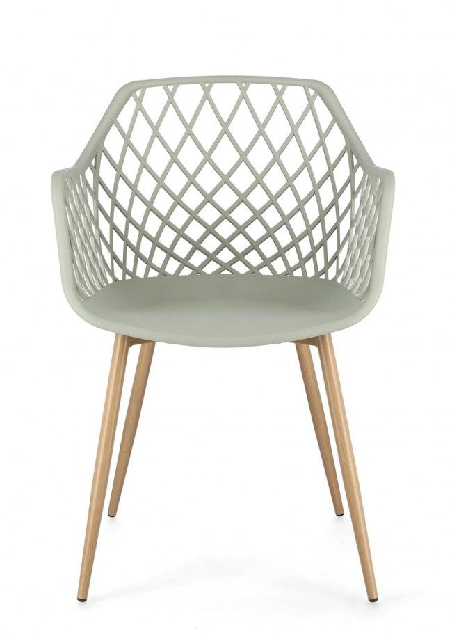 Set 4 Sedie 58x54x85,5 cm Optik in Plastica Verde