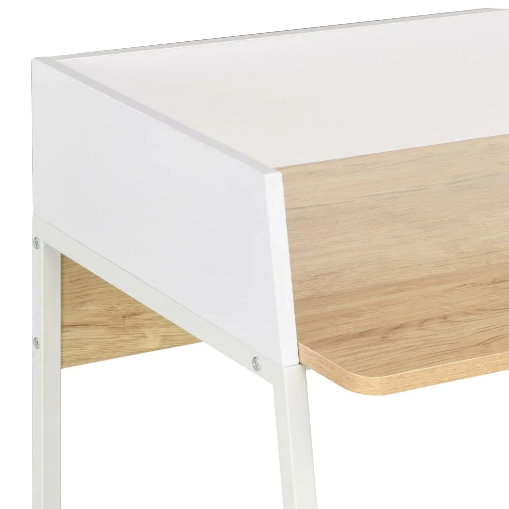 Scrivania tavolo postazione di lavoro mobile per computer studio rovere 90 x 60 x 88 cm bianco 02_0023555