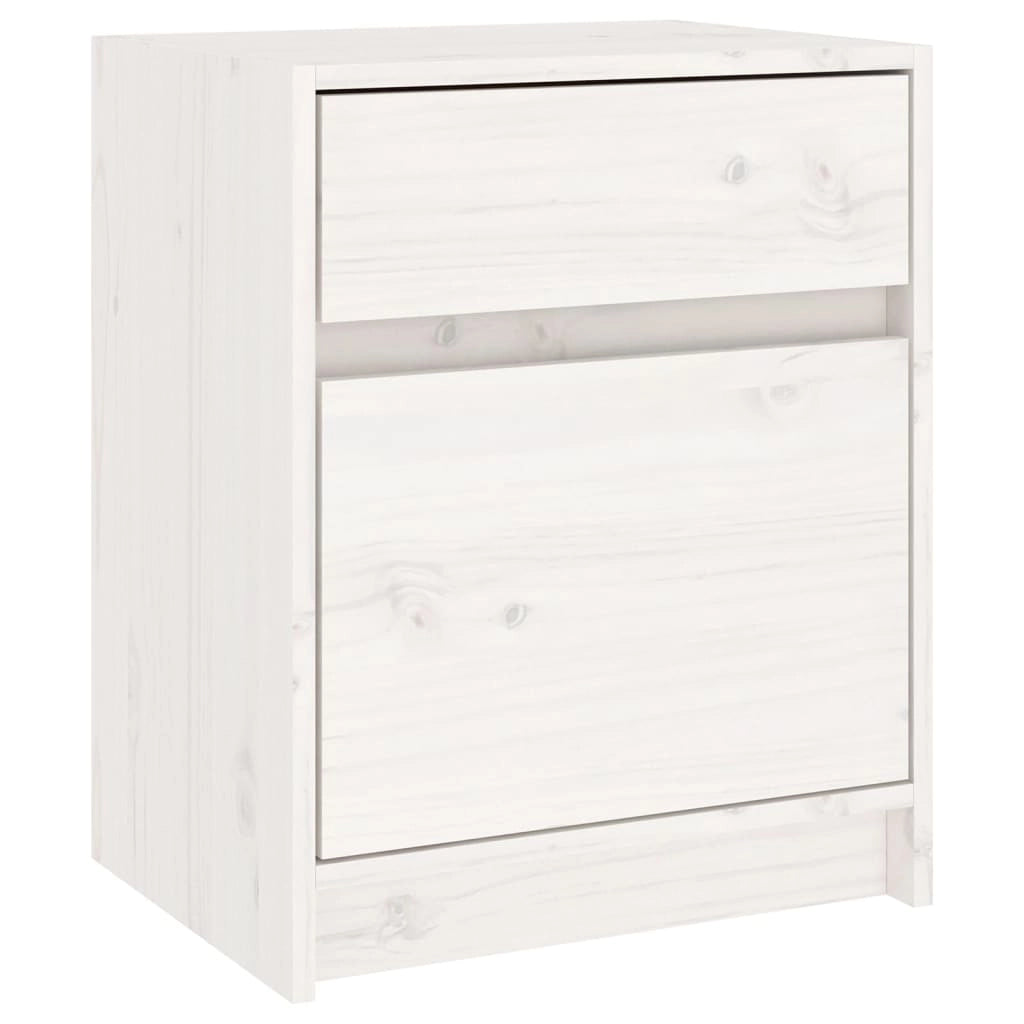 Comodino Bianco 40x31x50 cm in Legno Massello di Pinocod mxl 105607