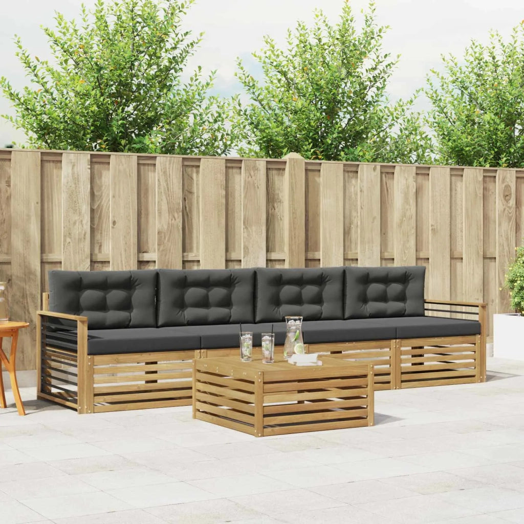 Set di divani da esterno con cuscino 5 pcs Bianco e Antracite
