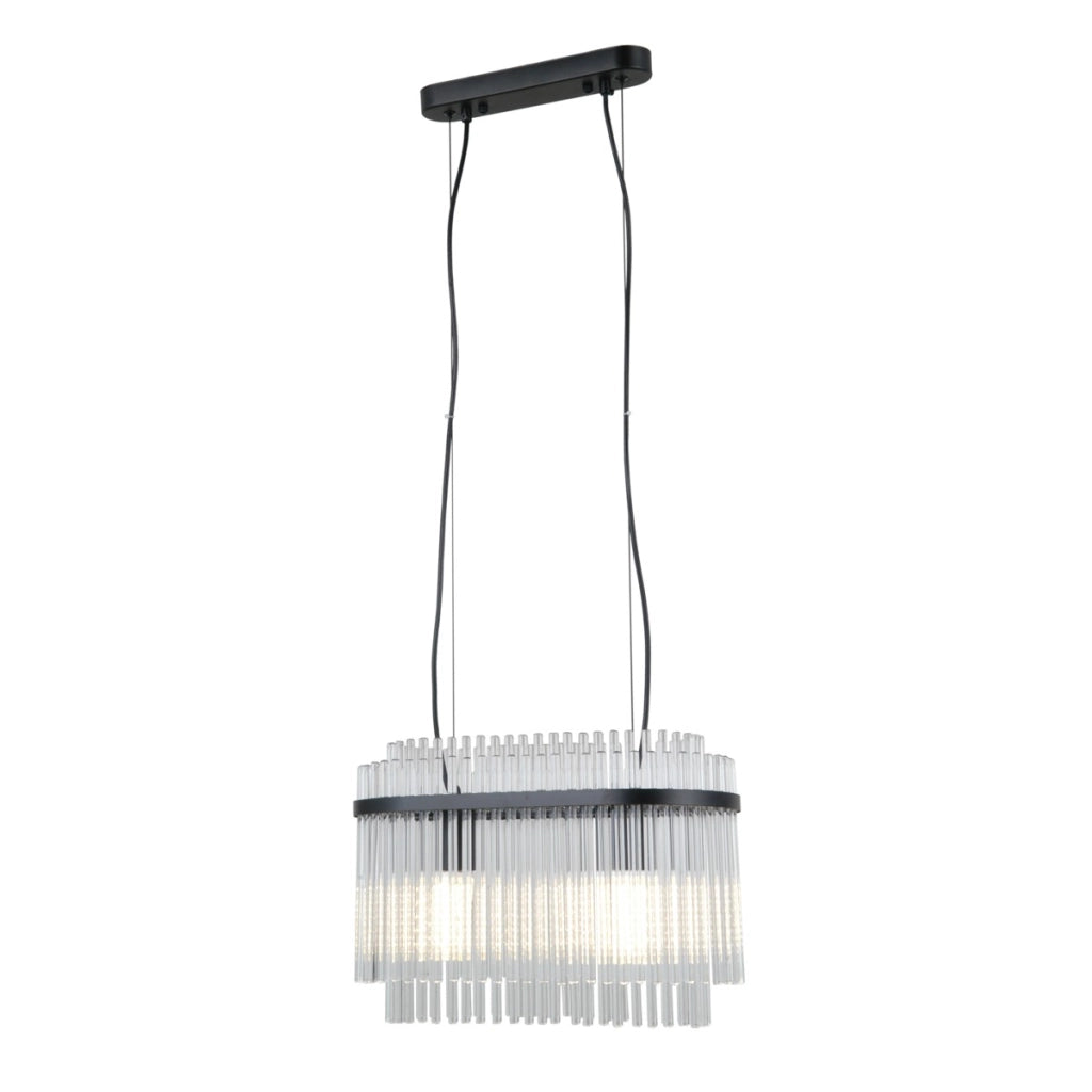 Lampada a sospensione nera vetro 2xE27 Bonte Italux