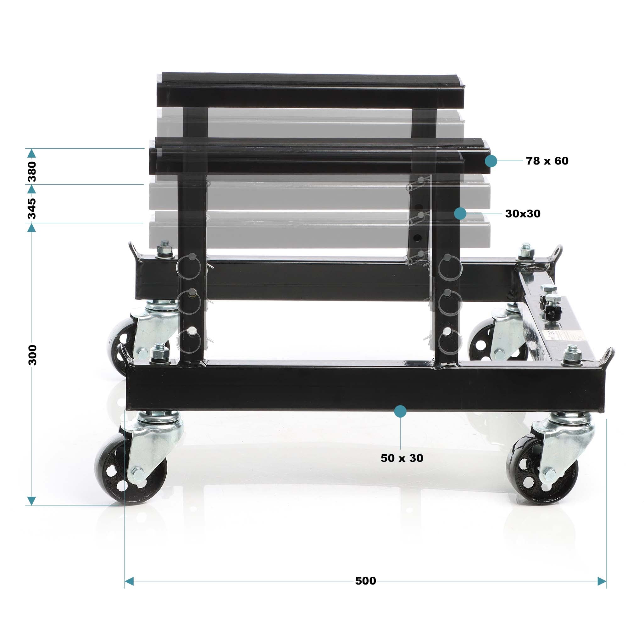 Cavalletto alzamoto a rotelle, max 680 kg, per moto e Quad