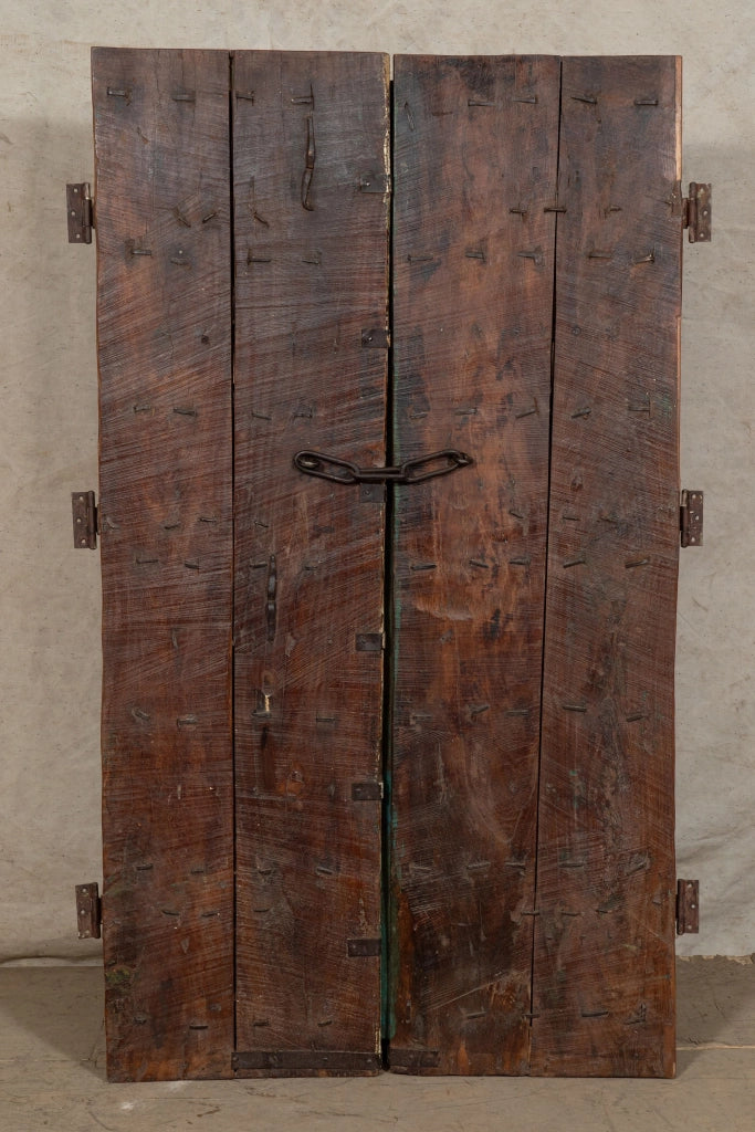 Biscottini Porta portone in legno massello e ferro da interno o da esterno vecchia e antica medievale scorrevole