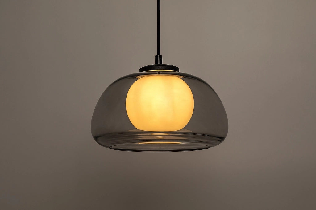 Lampada a sospensione Rabalux Elowen vetro fumè Ø25cm