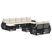 Set Divano da Giardino 10 pcs Nero e Bianco Crema polyrattan 3435547