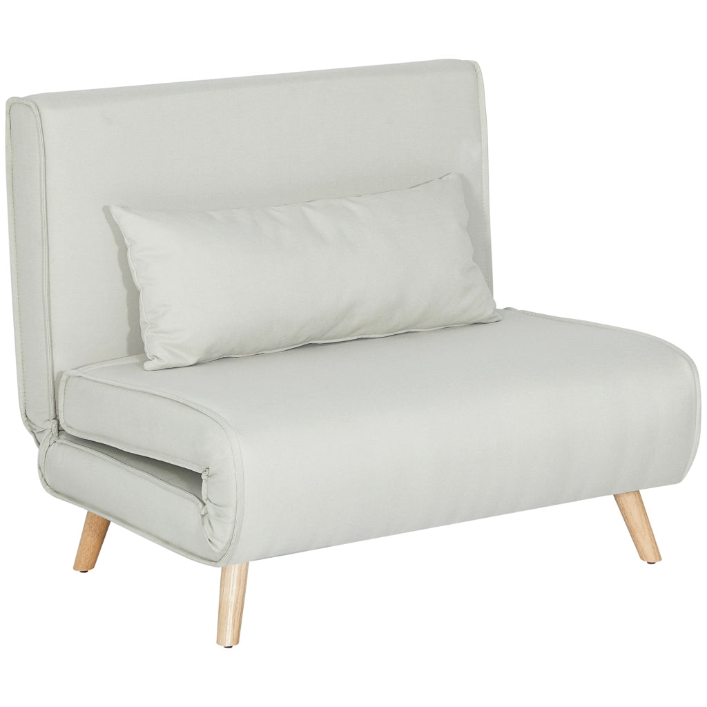 Divano letto 1 posto con schienale regolabile ¨C Xylo ¨C tessuto bianco con cuscino