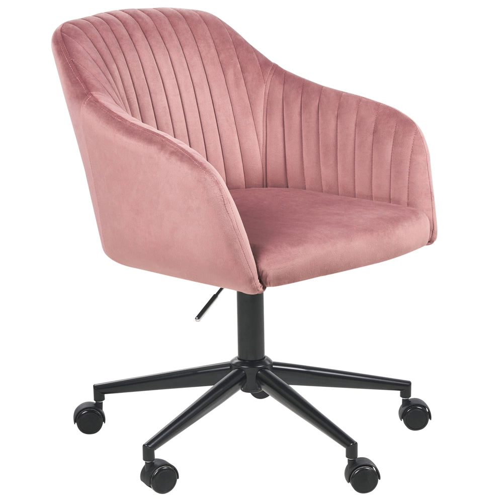 Sedia da scrivania in tessuto con ruote in velluto rosa ufficio da casa studio stile glamour