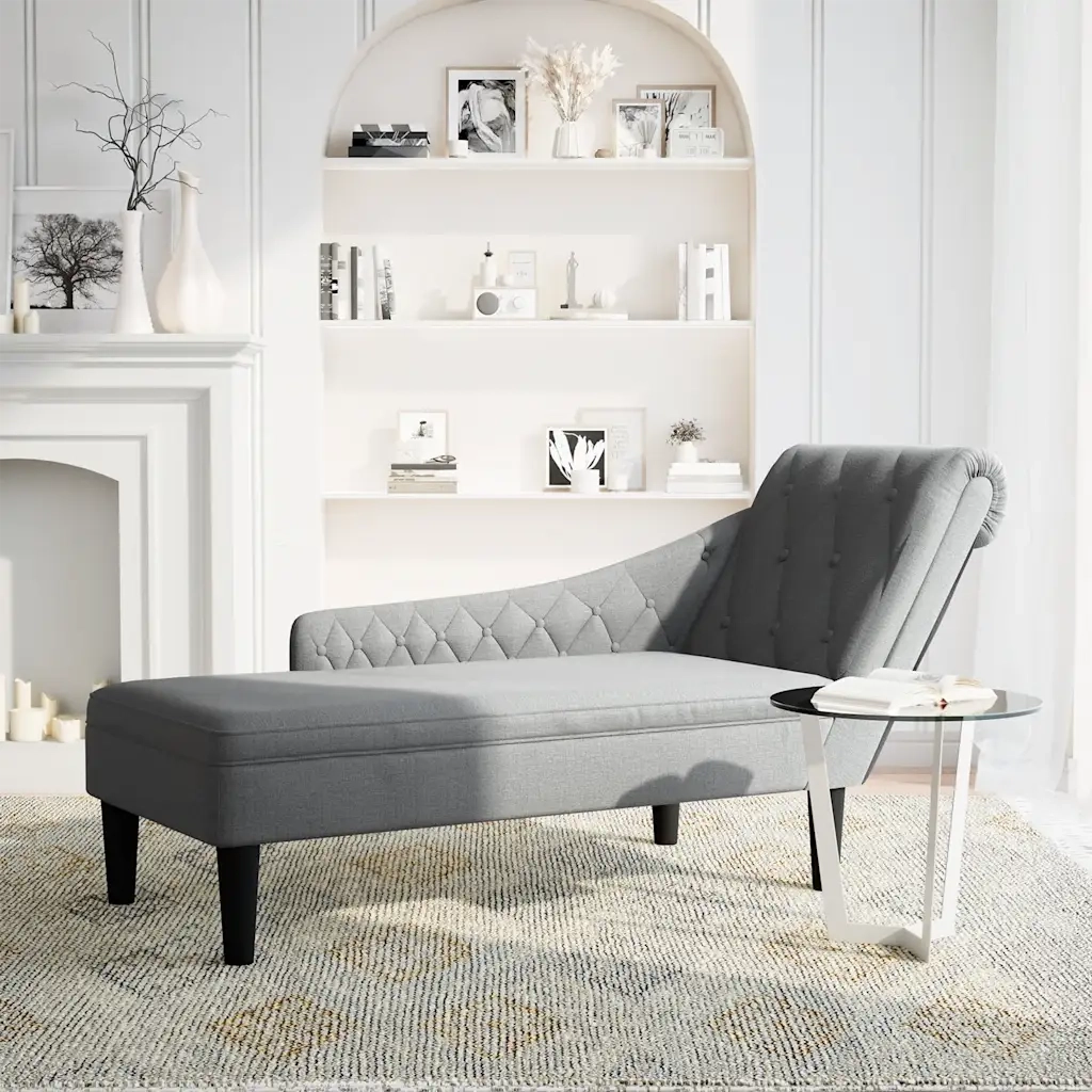 Sdraio con Cuscino e Bracciolo Destro in Tessuto Grigio Chiaro CFW3340003