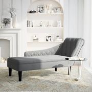 Sdraio con Cuscino e Bracciolo Destro in Tessuto Grigio Chiaro CFW3340003