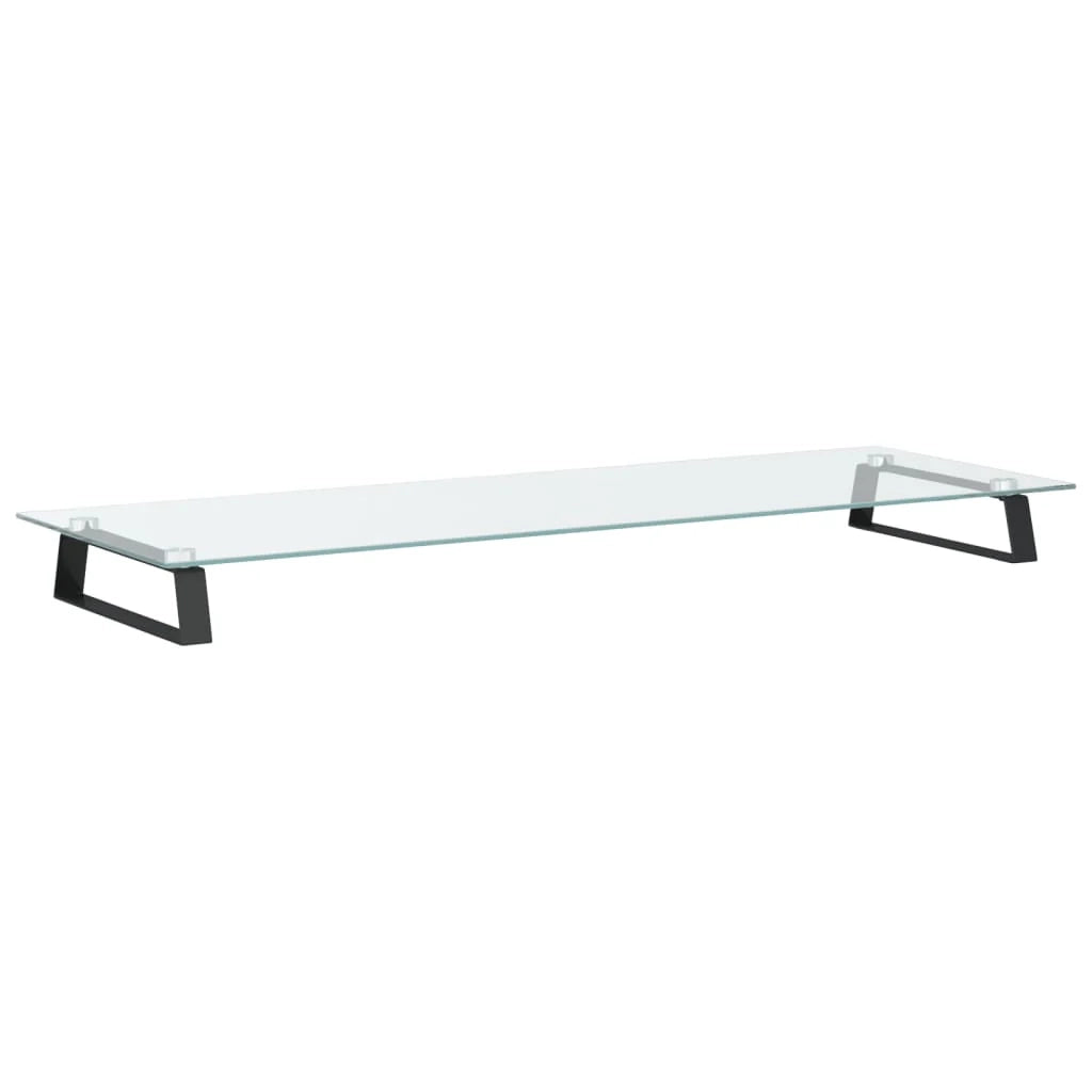 Supporto per monitor mobile da scrivania 100 x 35 x 8 cm vetro temperato e metallo nero 02_0044853