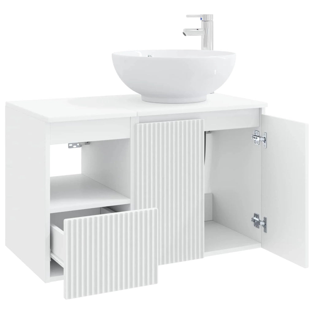 Set di mobili per il bagno 2 pz Bianco Legno ingegnerizzato 3404084