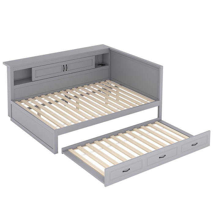 Divano letto daybed - Xylo - 140x200 cm LED USB contenitore grigio