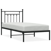 Letto singolo | Letto per adulti | Giroletto con Testiera in Metallo Nero 90x190 cm