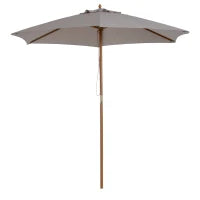 Ombrellone da Giardino a 6 Stecche in Legno e Tessuto Poliestere, 2.5x2.3m, Grigio