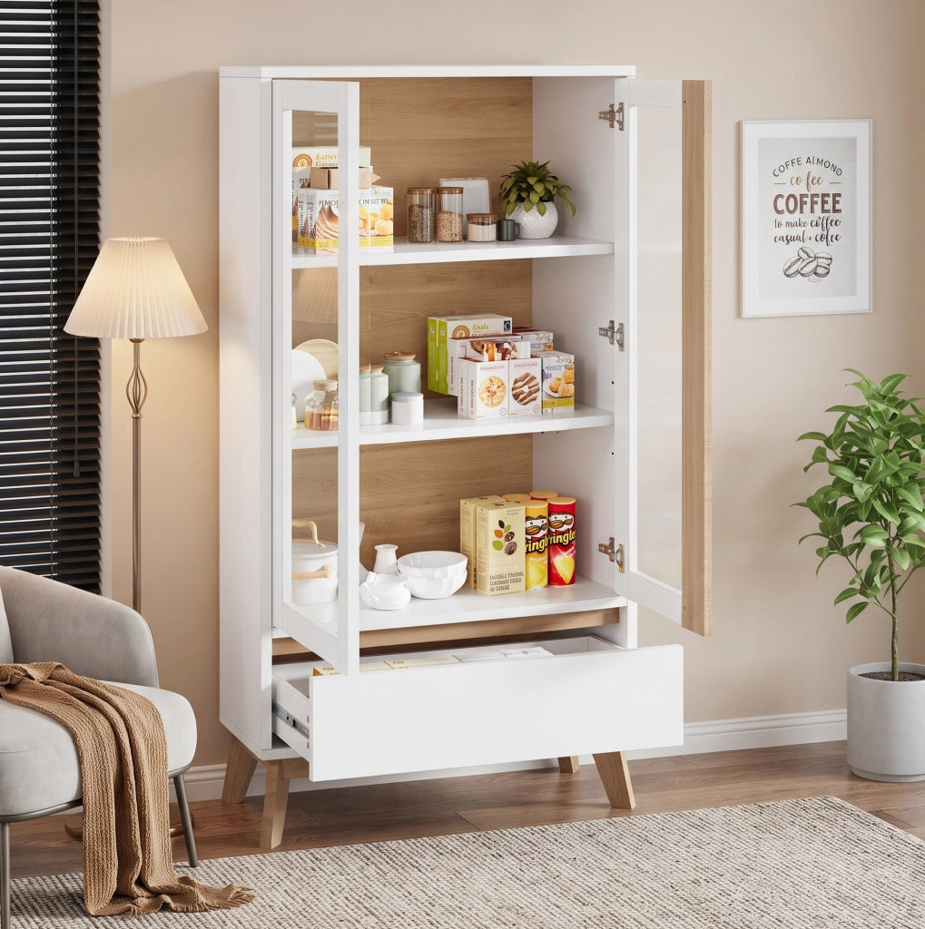 Armadio da cucina con cassetto e ripiani regolabili 80 x 40 x 150 cm; bianco