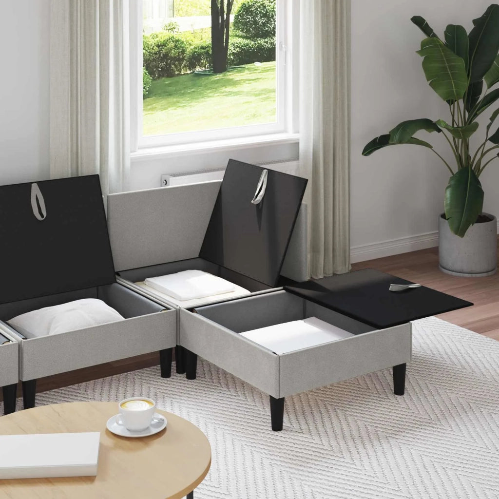 Set di mobili per il soggiorno 4 pcs Grigio chiaro Tessuto 3413800