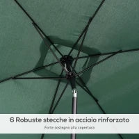 Ombrellone Rettangolare 2x3 m Pieghevole e Regolabile con Manovella, in Alluminio e Poliestere, Verde e Nero