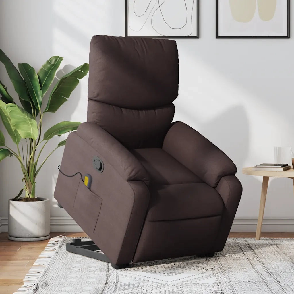 Poltrona Alzapersona Massaggi Reclinabile Marrone Scuro Tessutocod mxl 109256