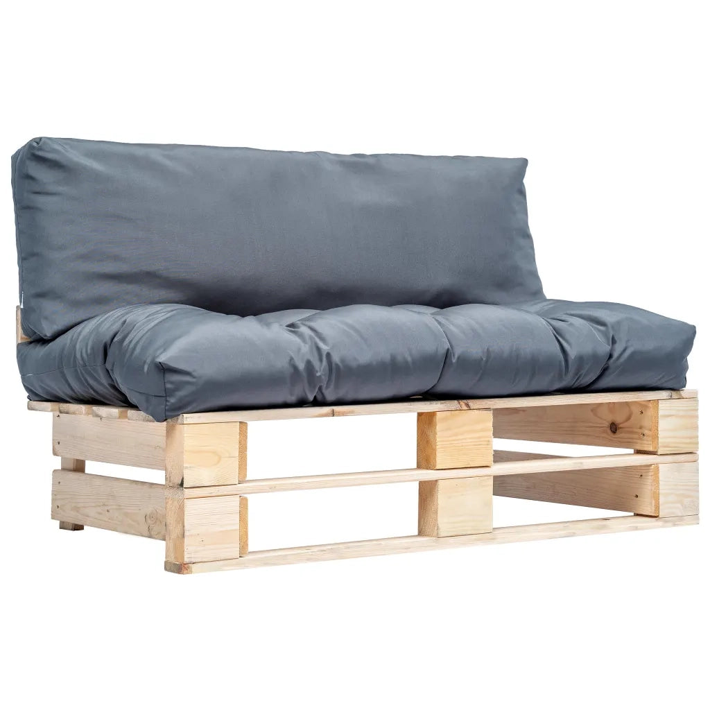 Divano da Giardino a Pallet con Cuscini Grigi in Legno di Pino cod mxl 55726