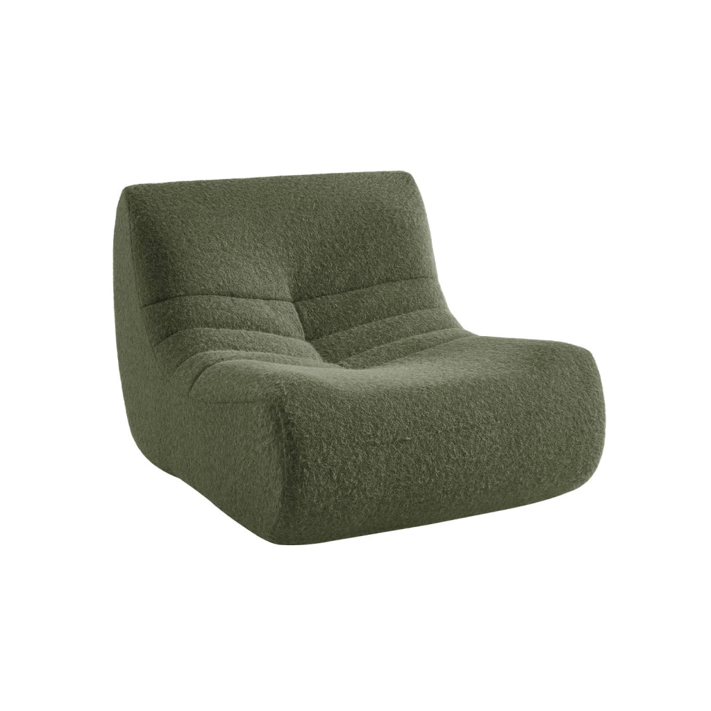 Poltrona senza braccioli in tessuto effetto alpaca, 1 posto, verde