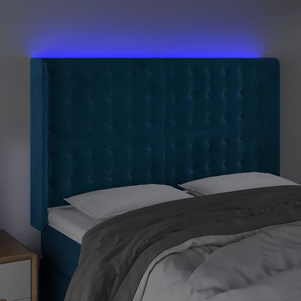 Testiera a LED Blu Scuro 147x16x118/128 cm in Velluto 3124534