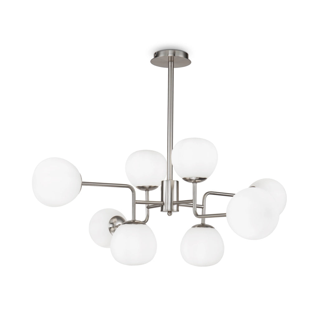 Maytoni Lampadario contemporaneo Erich 8 luci E14 nichel metallo diffusore vetro