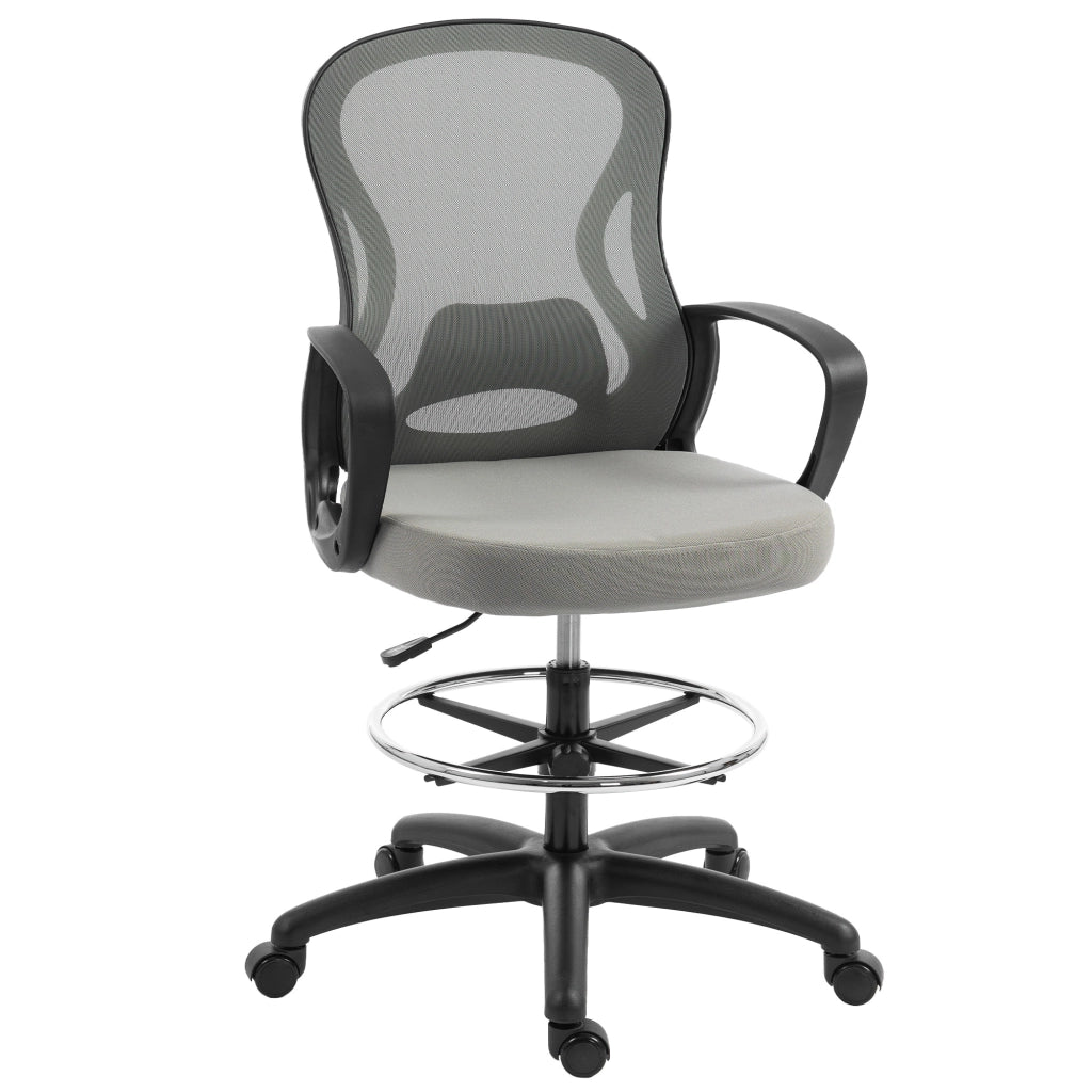 Poltrona ergonomica da ufficio con poggiapiedi e braccioli ¨C zephmum ¨C Grigio, rete, 59x65x123 cm