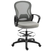 Poltrona ergonomica da ufficio con poggiapiedi e braccioli ¨C zephmum ¨C Grigio, rete, 59x65x123 cm