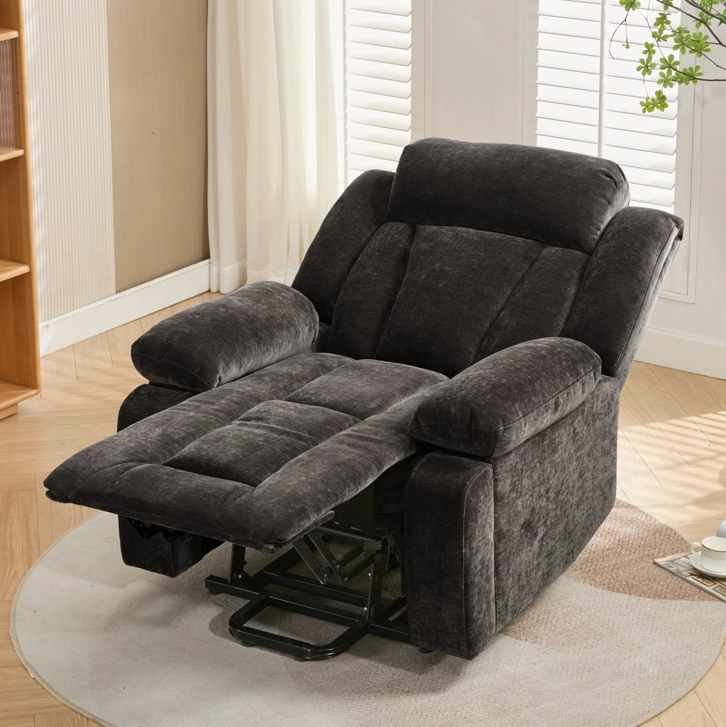 Poltrona relax elettrica reclinabile con massaggio; riscaldamento; USB; 95x94x107 cm; marrone