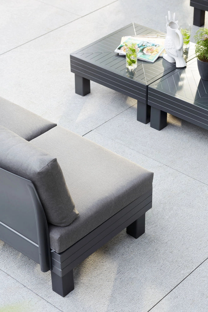 Seduta Modulare Elements con Schienale e Cuscino Keter 65x74x73 cm Effetto Legno Grafite