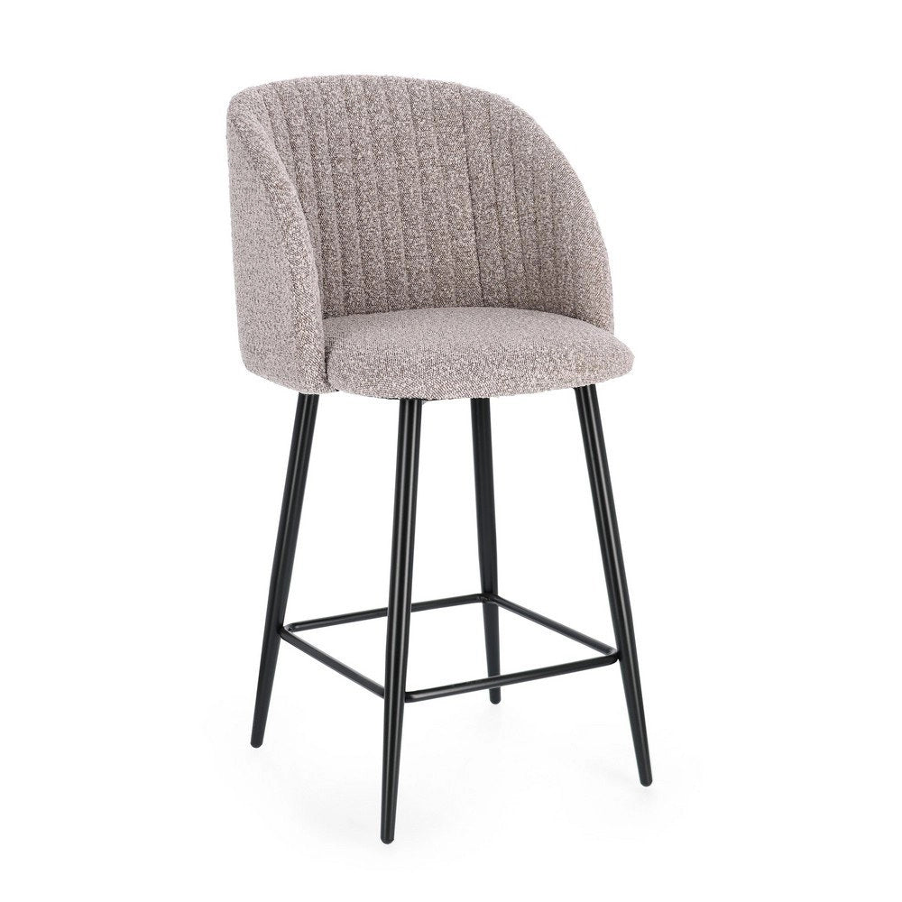 Set 2 Sgabelli Cucina Bouclé Nero Moderno da Interno - FELICIA