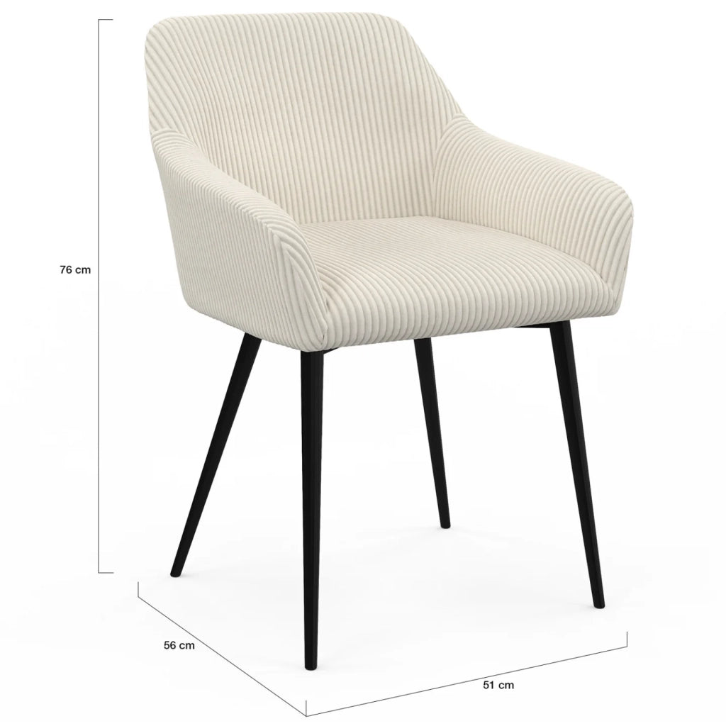 IDMarket - Set di 2 sedie e poltrone da pranzo JANY in velluto a coste beige