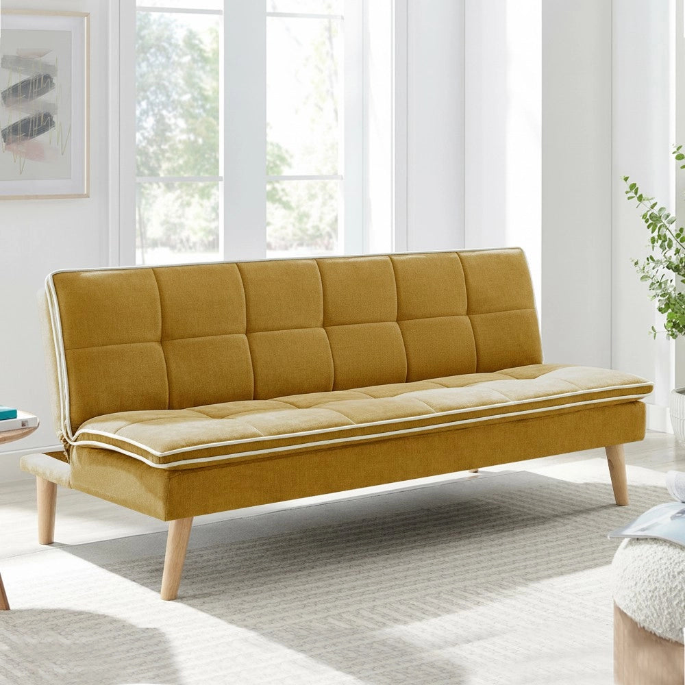 Divano letto Lunaria 3 posti colore senape design moderno 182x88x80HE