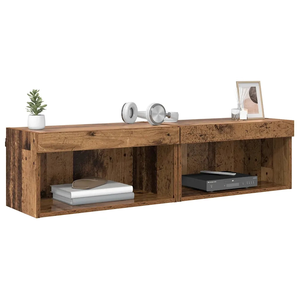 Set mobile TV con LED 2 pcs Legno vecchio 60 x 30 x 30 cm