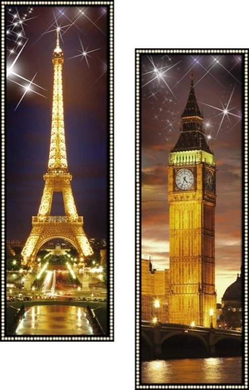 Quadro da Parete oleografico parigi londra con led 75 x 25 cm 2 Modelli