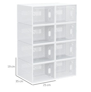 Scarpiera modulare in plastica trasparente 25x35x19 cm， 8 scomparti