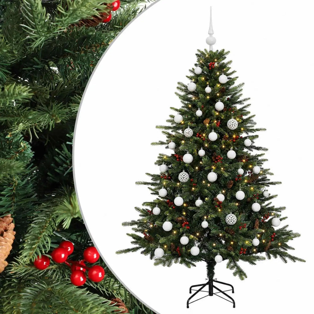 Albero di Natale artificiale con palline 120 cm 150 LED 3466061