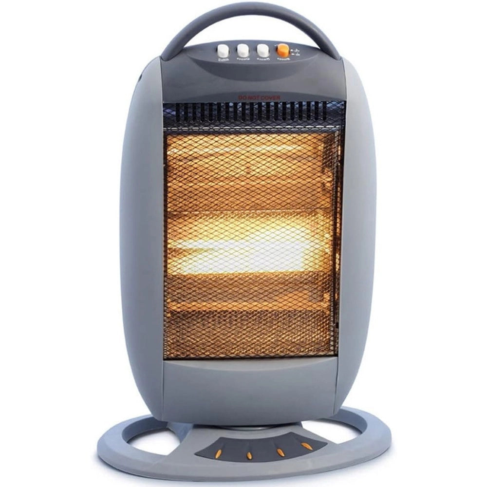 Trade Shop - Stufa Alogena A Tre Potenze 1200 W Con Funzione Oscillante Rotante Basso Consumo -