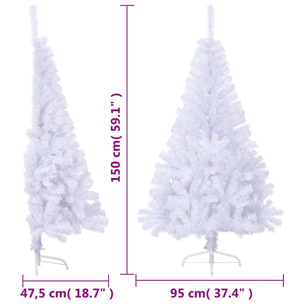 Albero di Natale Artificiale Metà con Supporto Bianco 150cm PVC 328418