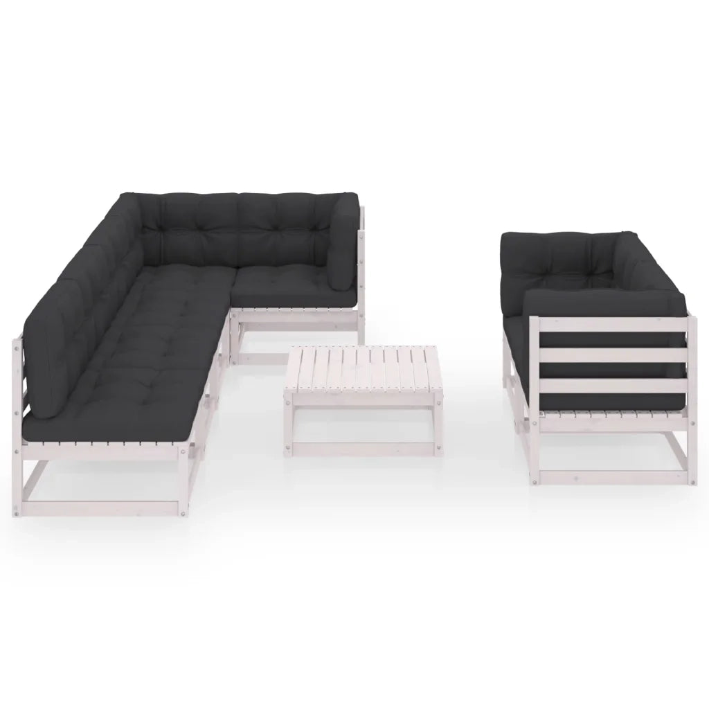 Set Salotto Giardino 8 pz Cuscini Antracite Legno Massello Pino 3076700