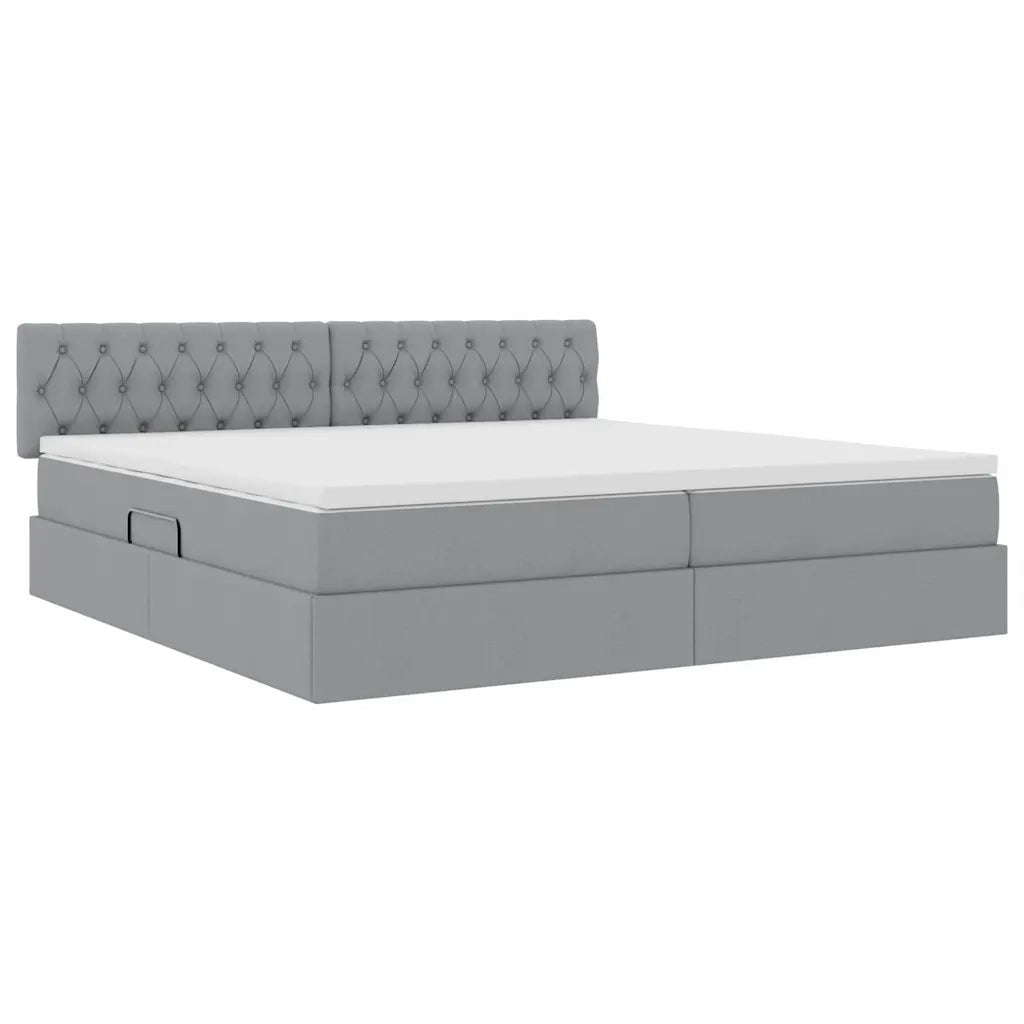 Letto con contenitore e materasso Grigio chiaro 200 x 200 cm 3370593
