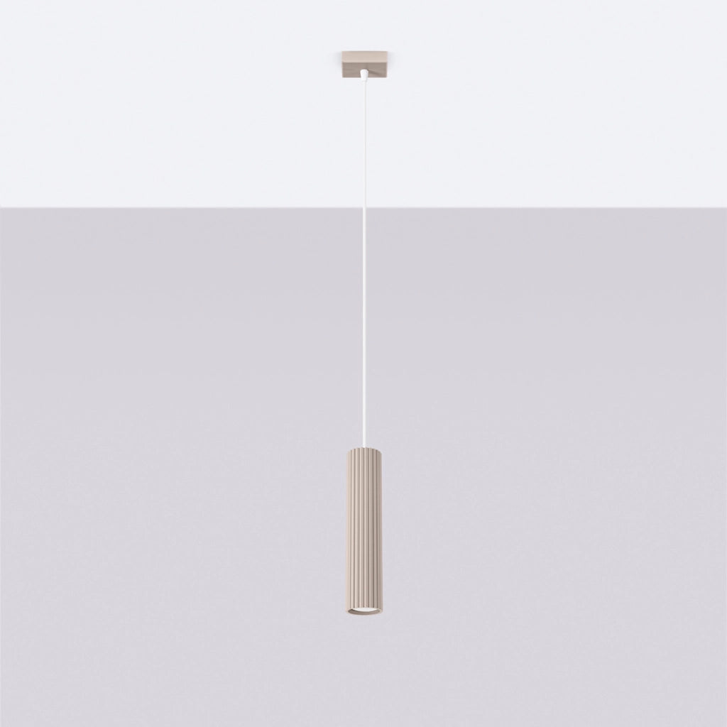 Lampada a sospensione tubo rigato taupe GU10 Pure Lume