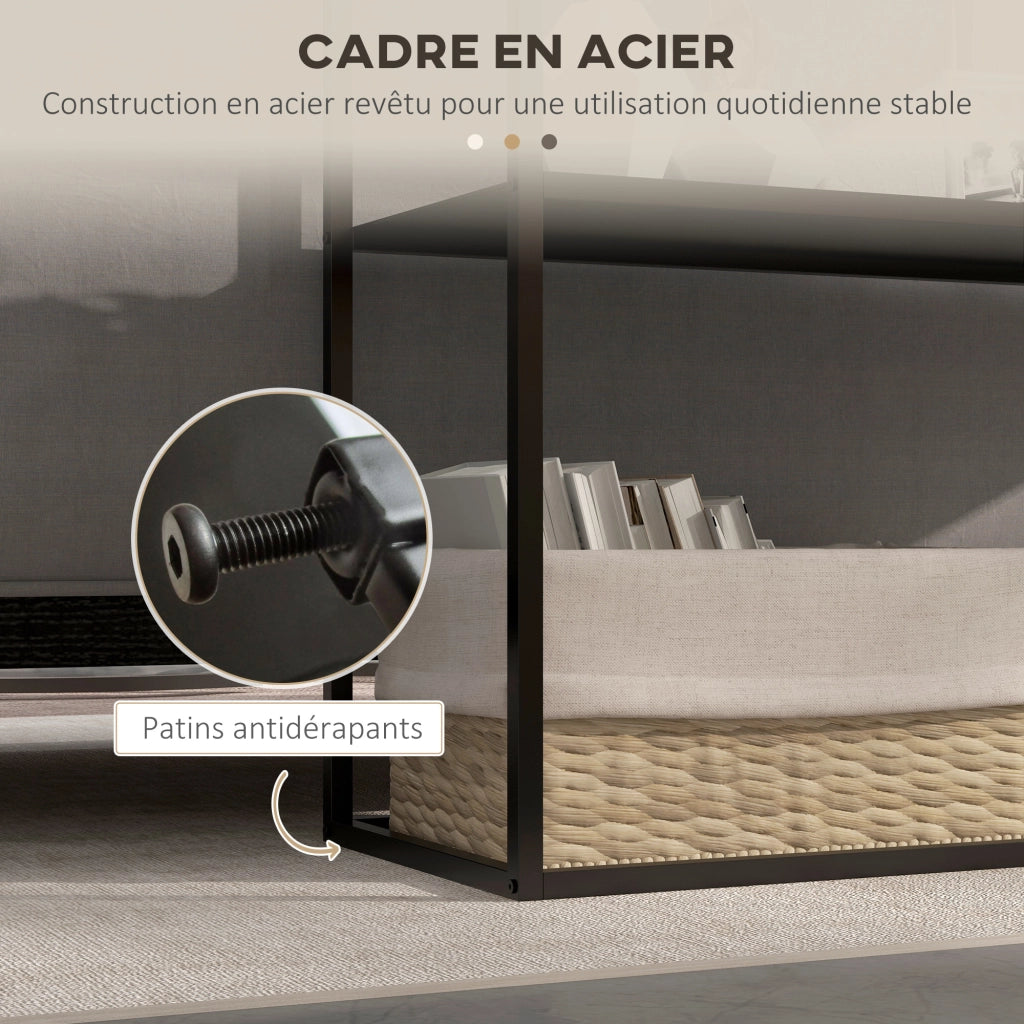 Consolle ingresso industriale 2 ripiani ¨C Xylo ¨C 90x30x75 cm acciaio nero