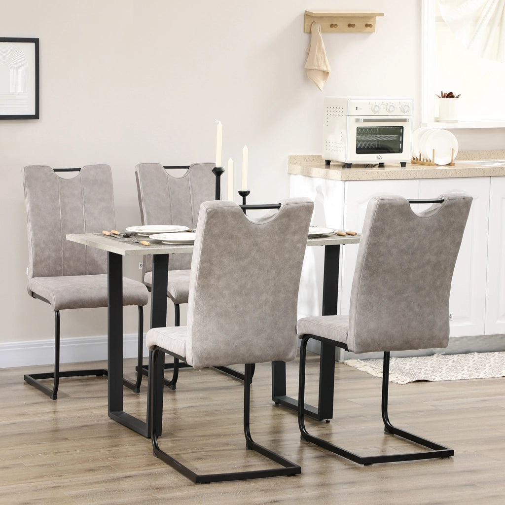 Set di 4 sedie da pranzo con rivestimento in microfibra e gambe in acciaio ¨C zephmum ¨C Grigio 43x58.5x99.5 cm