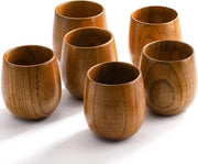 Set di sei tazze in legno, 150 ml tazza in legno per bere, servizio da tè in legno con tazza, tazza per bere acqua, vino, latte, caffè