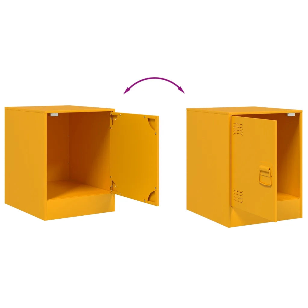 Comodini 2 pz Giallo Senape 34,5x39x44 cm in Acciaio 841614